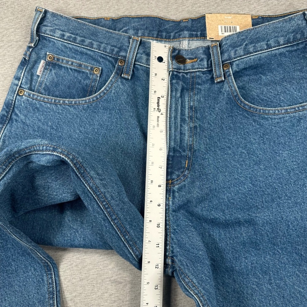 Carhartt Jeans Mens 35x28 Relaxed Fit Blue Denim Casual Work B17 DST Tapered Leg - Picture 5 of 10